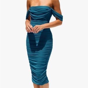 Off the shoulder ruched dress